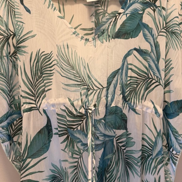 Kona Sol Swimsuit Kaftan Cover Up Small Tropical With Palm Leaf Sheer - Picture 4 of 10